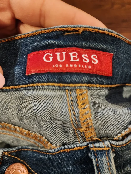 GUESS Distressed Denim Pencil Skirt - Blue - Picture 3 of 4